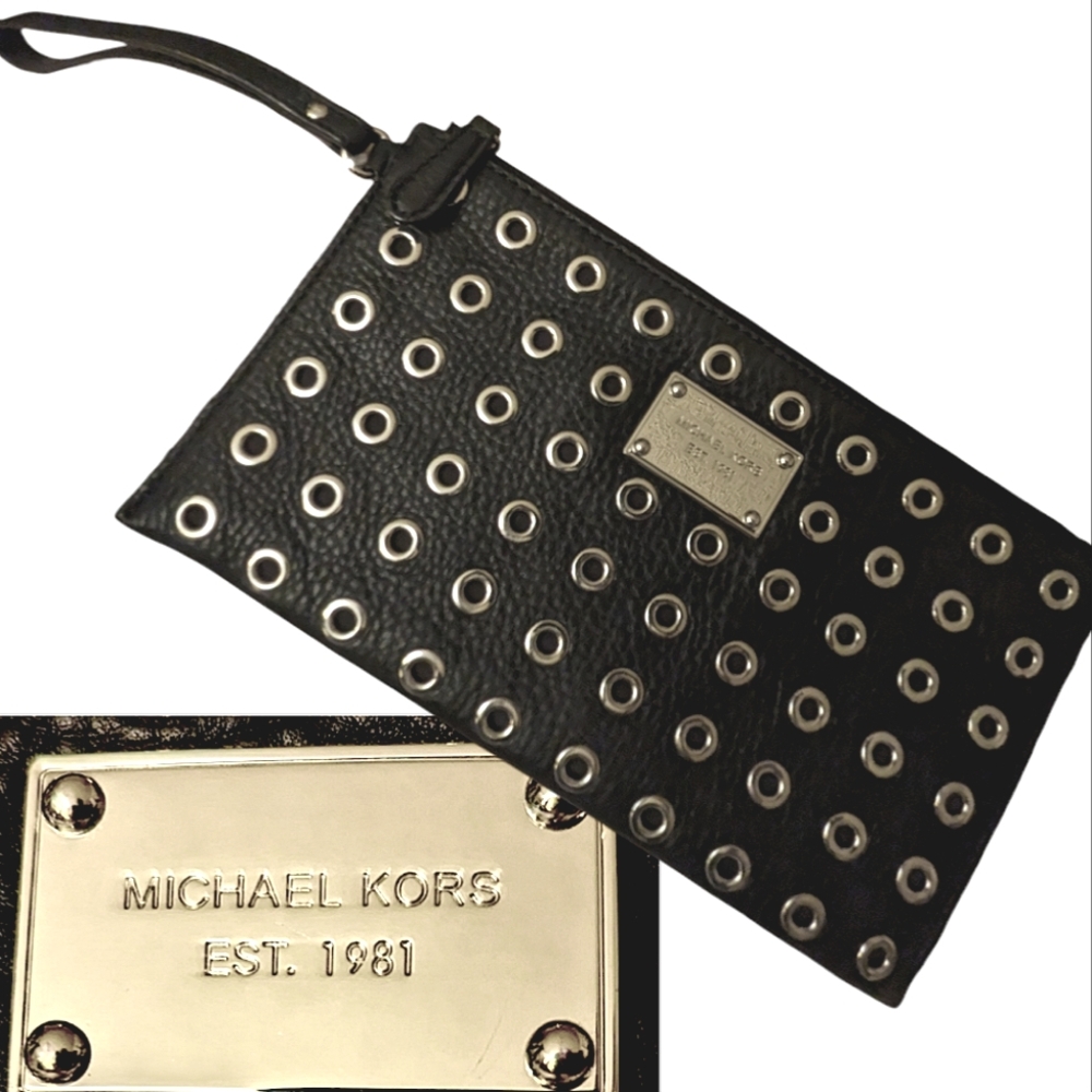 Rare Michael Kors MK Studded Statement Clutch Embellished Wristlet Handbag LTD